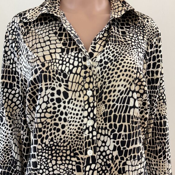 Vintage TALBOTS Women's Stretch Silk Blouse  Animal Print Petite  Size  16P - Picture 5 of 8